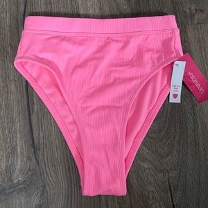 NWT NEW Xhilation Women’s Pink High Waist Ribbed Bikini Bottom Piece Swimwear